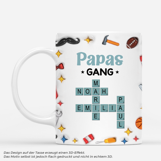 4616MGE1 3d druck effekt papas gang papadinge kreuzwortratsel personalisierte tasse papa 4616MTH0B