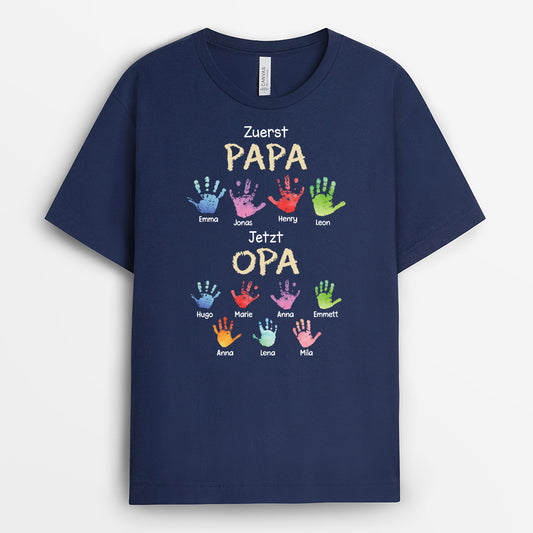 4768AGE2 zuerst papa jetzt opa weisses t shirt opa personalisiert 4768ATKTB