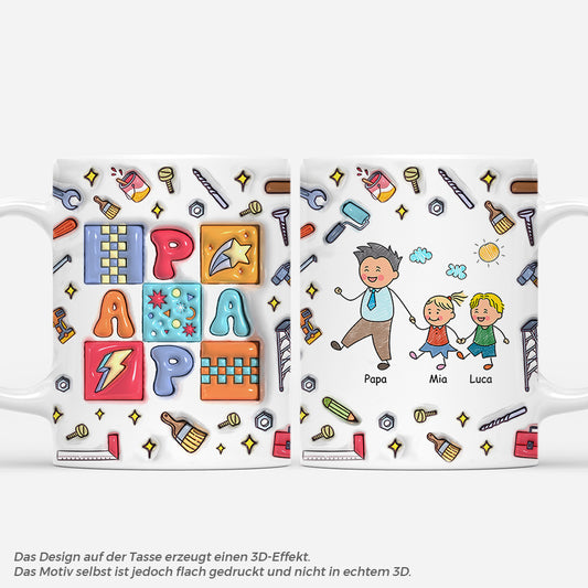 4770MGE1 3d druck effekt papa kinder personalisierte tasse papa 4770M
