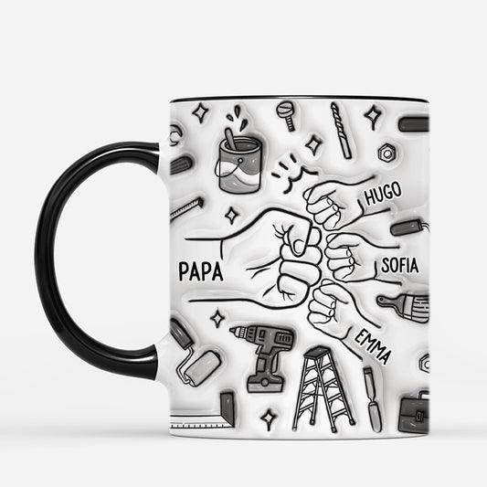 4799MGE2 3d druck effekt papas gang werkzeug schwarzweiss personalisierte tasse papa 4799M