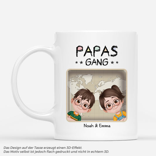 4811MGE1 3d druck effekt papas gang cartoon buntstifte weltkarte personalisierte tasse papa 4811M5M0A