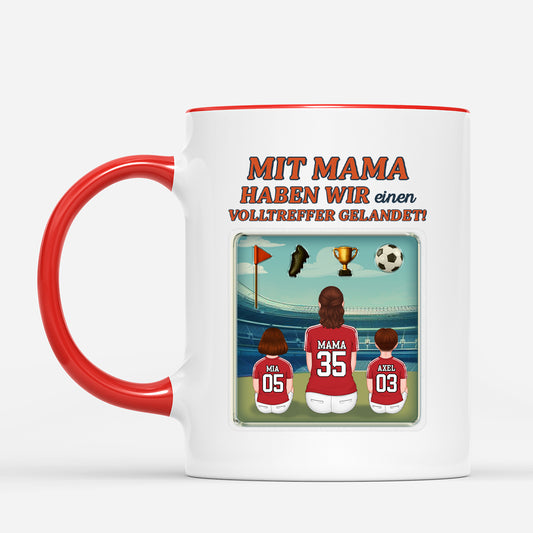 4860MGE2 mit papa haben wir einen volltreffer gelandet personalisierte tasse papa fussball 4860M3YAB