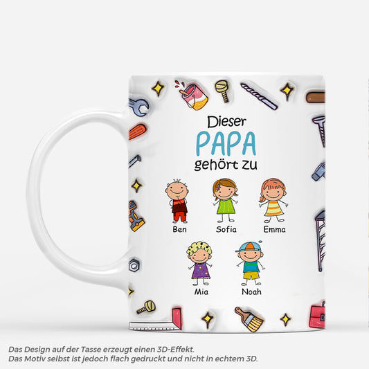 4924MGE1 3d druck effekt dieser papa gehort zu strichmannchen personalisierte tasse papa 4924MTM5B