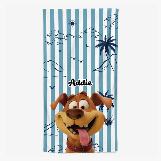 4928BGE1 hunde cartoon personalisiertes strandtuch_ hunde 4928B