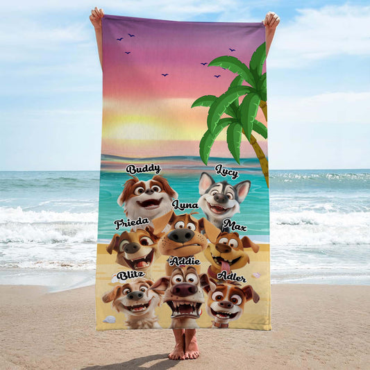 4928BGE2 hunde cartoon personalisiertes strandtuch_ hunde 4928B