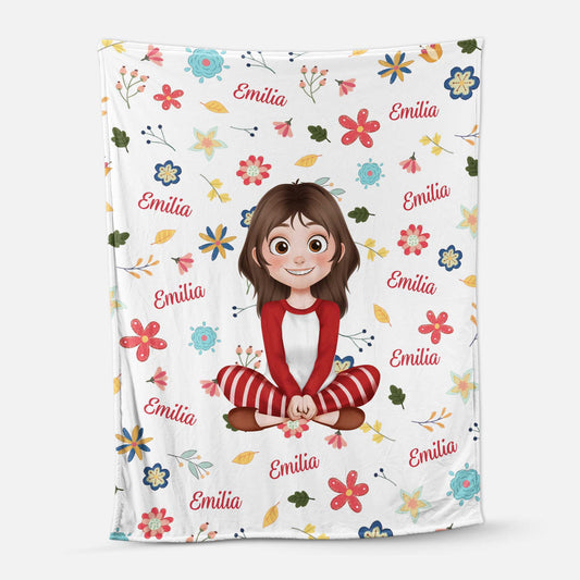 5048BGE1 frau und blumen kuscheldecke personalisiert_ frauen 5048BTLAA