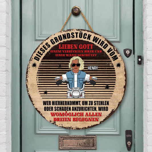 5074QGE2 dieses grundstuck wird vom lustiges holzschild personalisiert_ manner biker 5074QKQMB