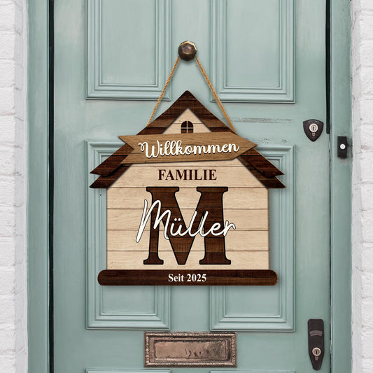 5112QGE2 willkommen in unserer familie holzschild personalisiert familie 5112Q6LAI