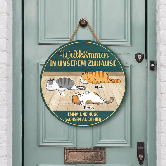 5115QGE2 willkommenin meinem zuhause holzschild personalisiert katzen 5115Q6YAD
