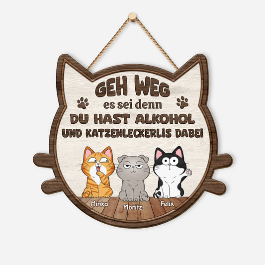 5116QGE1 lustiger spruch uber alkohol und katzenleckerlis holzschild personalisiert katzen 5116Q6YND