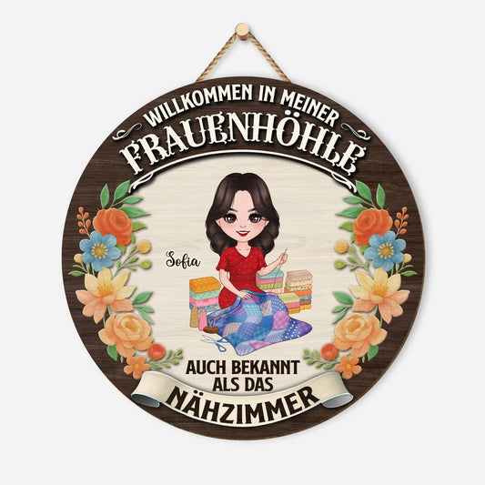 5120QGE1 willkommen in meiner frauenhohle holzschild personalisiert_ frauen nahen 5120Q