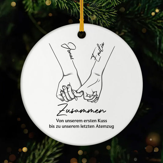 5150OGE1 unser erster kuss spruche personalisierte keramik ornament paare 5150OTQNG