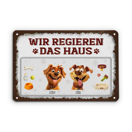 5199EGE2 wir regieren das haus turschild hund personalisiert metall 5199E8YAC