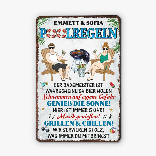 5210EGE1 poolregeln turschild personalisiert metall paar 5210ETKAG