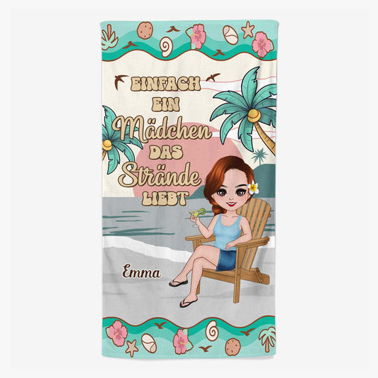 5222BGE1 einfach ein madchen das strande liebt personalisiertes strandtuch_ frau 5222BTKTA