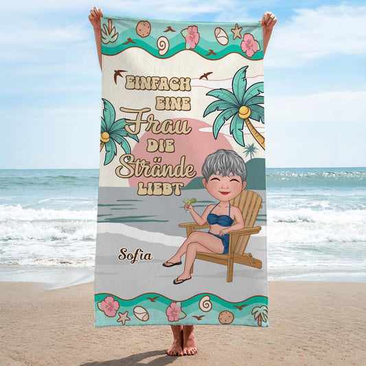 5222BGE2 einfach ein madchen das strande liebt personalisiertes strandtuch_ frau 5222BTKTA