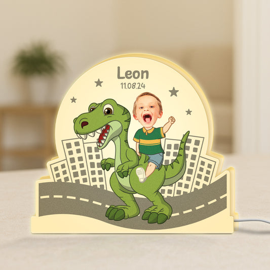 5257LGE1 kind und dinosaurier personalisierte lightbox_ kinder mit gesicht 5257LTUTK
