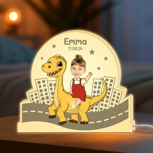 5257LGE2 kind und dinosaurier personalisierte lightbox_ kinder mit gesicht 5257LTUTK