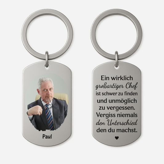 5287JGE1 ein wirklich grossartiger chef ist schwer zu finden aluminium schlusselanhanger personalisiert_ foto kollegen 5287J