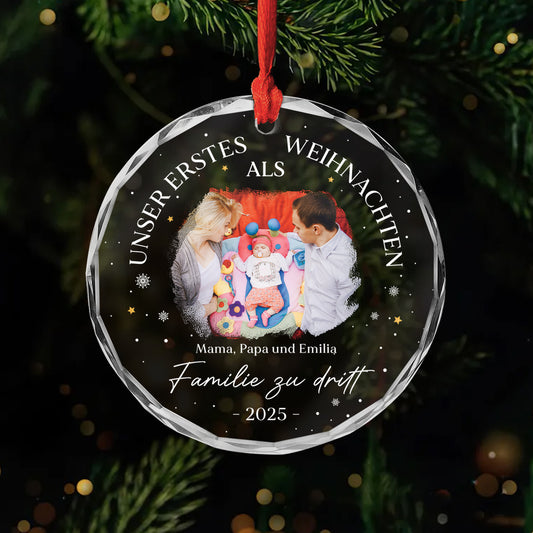 5350OGE1 unser erstes weihnachten als familie personalisierter weihnachtsschmuck_ aus glas familie mit foto 5350OKUZI