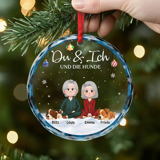 5360OGE2 du ich und die hunde personalisierter weihnachtsschmuck_ aus glas fur paar hunde 5360OKYZC
