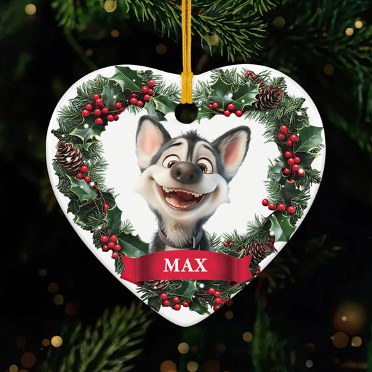 5377OGE1 hund lorbeerkranz personalisierter weihnachtsschmuck_ aus keramik hunde 5377O3VZC