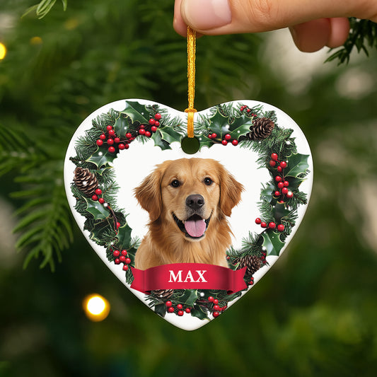 5377OGE2 hund lorbeerkranz personalisierter weihnachtsschmuck_ aus keramik hunde 5377O3VZC