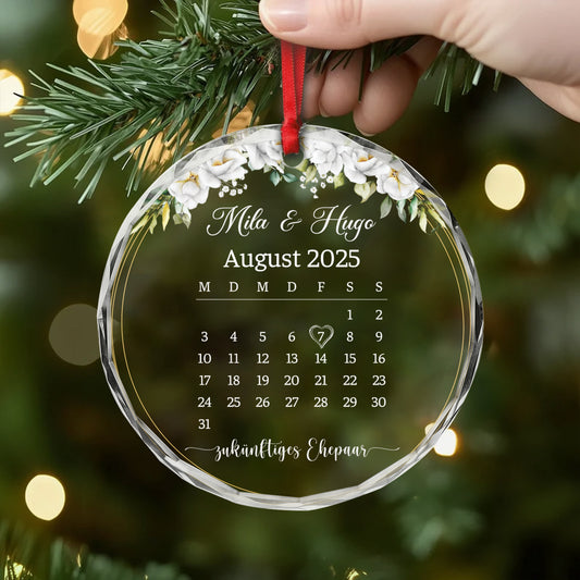 5393OGE2 bald verheiratet personalisierte glas ornamente paar kalender 5393OKLNG