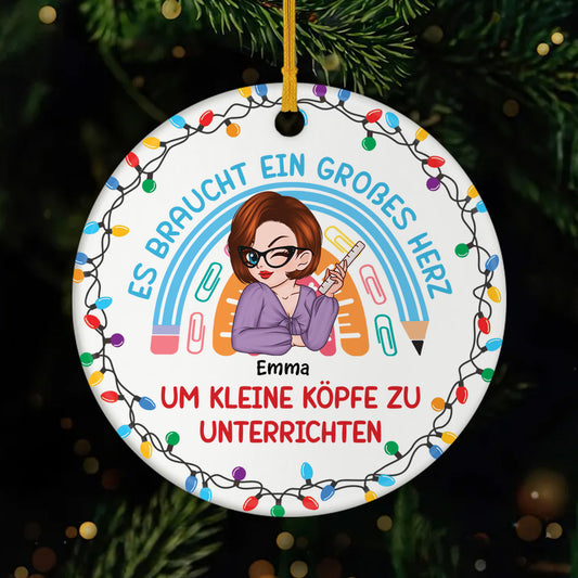 5405OGE1 es braucht ein grosses herz um zu unterrichten personalisierter weihnachtsschmuck_ aus keramik lehrer 5405OKUMT