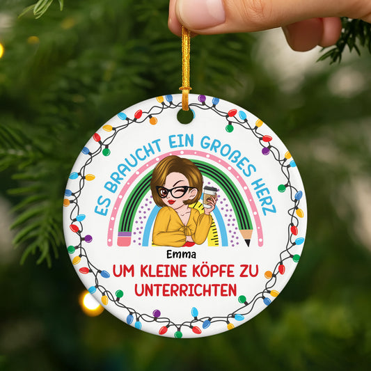 5405OGE2 es braucht ein grosses herz um zu unterrichten personalisierter weihnachtsschmuck_ aus keramik lehrer 5405OKUMT