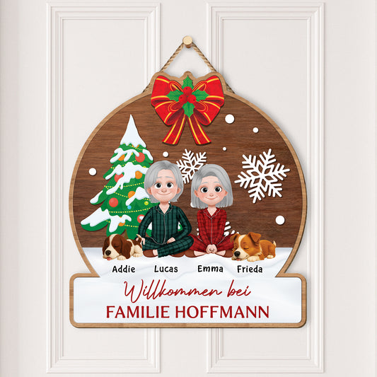 5409QGE2 willkommen bei holzschild personalisiert_ hunde zu weihnachten 5409QKZNC