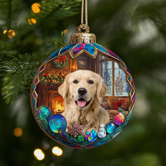 5432OGE1 hund personalisierte 2 schicht holz ornamente weihnachten mit foto_ 5432O3UAC