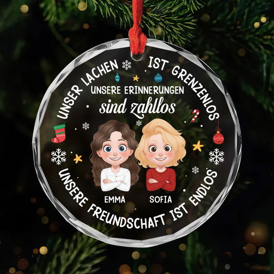 5464OGE1 lachen grenzenlos erinnerungen zahllos freundschaft endlos personalisierter weihnachtsschmuck aus glas beste freunde 5464OKVTF