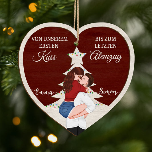 5485OGE1 von unserem ersten kuss bis zu unserem letzten atemzug_ personalisierte 2 schicht holz ornamente paar weihnachten 5485OKQNG