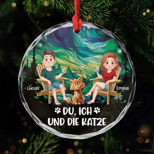 5517OGE1 du ich und katzen personalisierte glas ornament paar 5517O8VQD