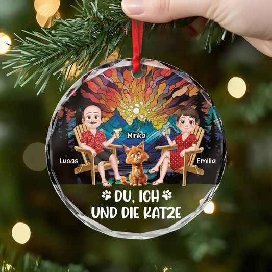 5517OGE2 du ich und katzen personalisierte glas ornament paar 5517O8VQD