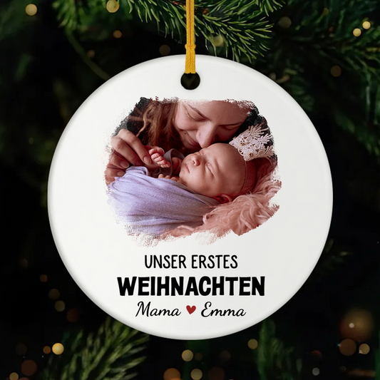 5519OGE1 unser erstes weihnachten personalisierter weihnachtsschmuck_ aus keramik mit foto 5519OKV5A