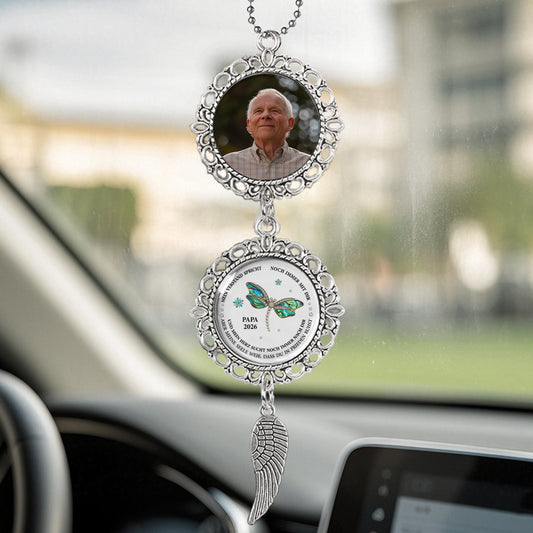 5520OGE2 mein herz sucht dich doch meine seele weiss dass du frieden hast personalisiert_e trauergeschenke metall autospiegel anhanger foto papamama 5520o8qza