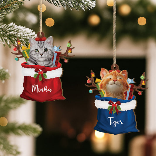 5522OGE2 katze mit foto_ nikolaussack personalisierte 1 schicht holz ornamente weihnachten 5522O8LAD