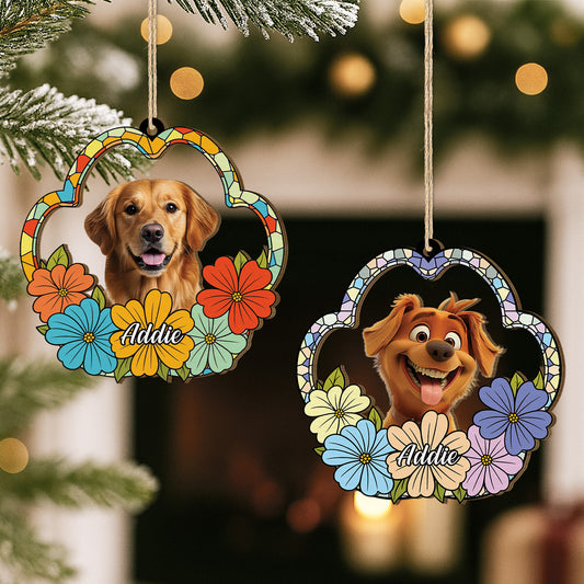 5542OGE2 hund blumen personalisierte 1 schicht holz ornamente mit foto 5542O8LMC_27e67d02 a76f 4725 b5eb 567e2b01ab71