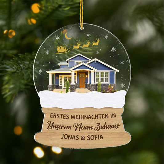 5558OGE1 erstes weihnachten in unserem neuen zuhause personalisierter weihnachtsschmuck aus acryl paar mit foto 5558OTVCG
