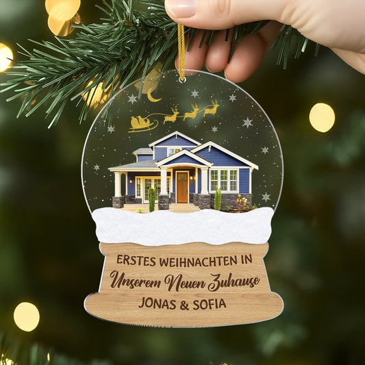 5558OGE2 erstes weihnachten in unserem neuen zuhause personalisierter weihnachtsschmuck aus acryl paar mit foto 5558OTVCG