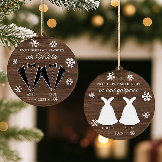 5565OGE2 unser erstes weihnachten im neuen heim personalisierte 2 schicht holz ornamente paar 5565O6QAG