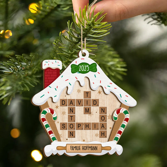 5625OGE2 die familie lebkuchenhaus personalisierte kreuzwortratsel 2 schicht holz ornamente 5625OKTQI