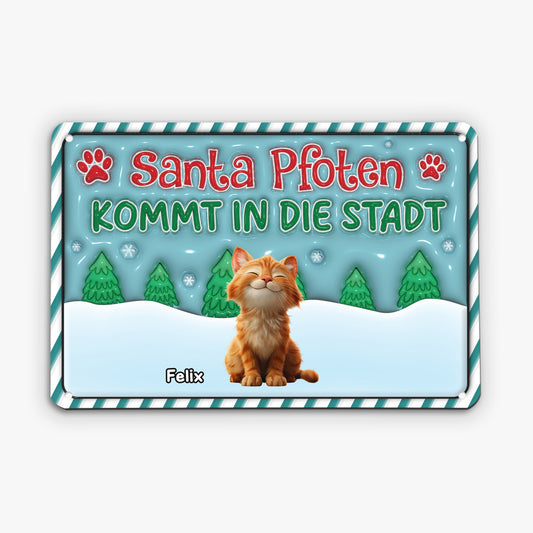 5656EGE1 santa pfoten kommt in die stadt turschild katze personalisiert_ weihnachten 5656ETYAD
