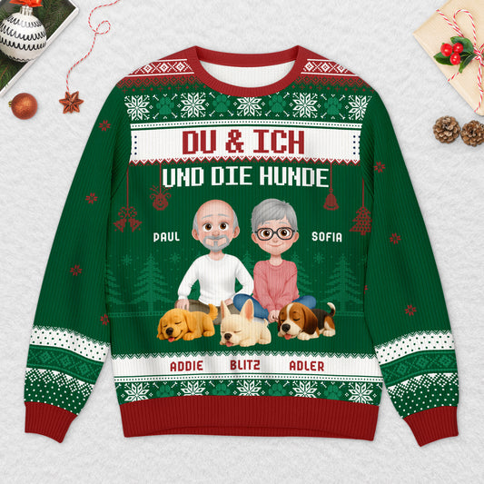 5658WGE2 du ich und die hunde personalisierter weihnachtspullover_ paar 5658W3QMC
