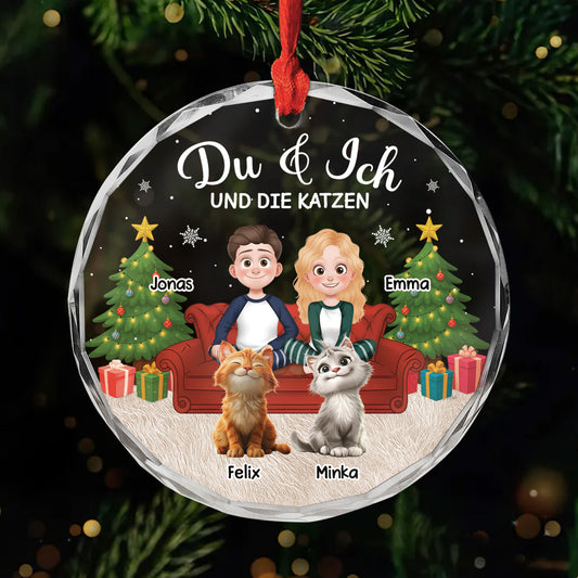 5663OGE1 du ich und die katzen personalisierter weihnachtsschmuck_ glas paar 5663O3KTD