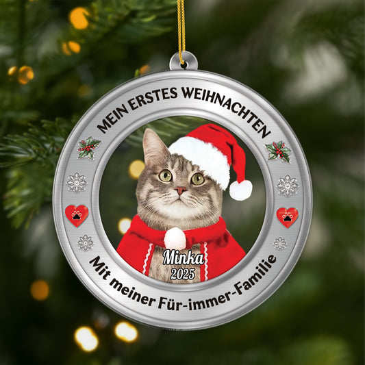 5675OGE1 mein erstes weihnachten personalisierter weihnachtsschmuck_ acryl katze mit foto 5675OTZCD