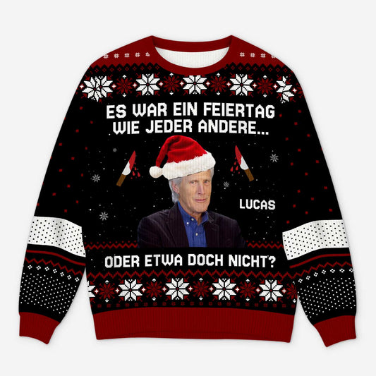 5698WGE1 es war ein feiertag wie jeder andere personalisierter weihnachtspullover_ mit foto 5698WKVCB