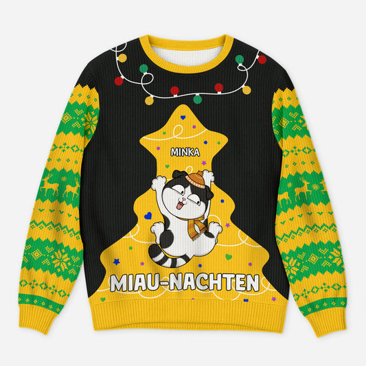 5732WGE1 miau nachten weihnachtspullover katze personalisiert_ 5732WTTND